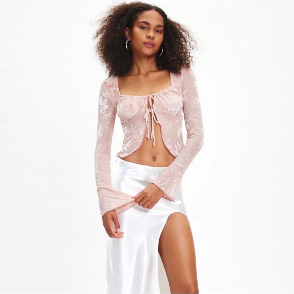 Floral Lace Pink Long Sleeve Top